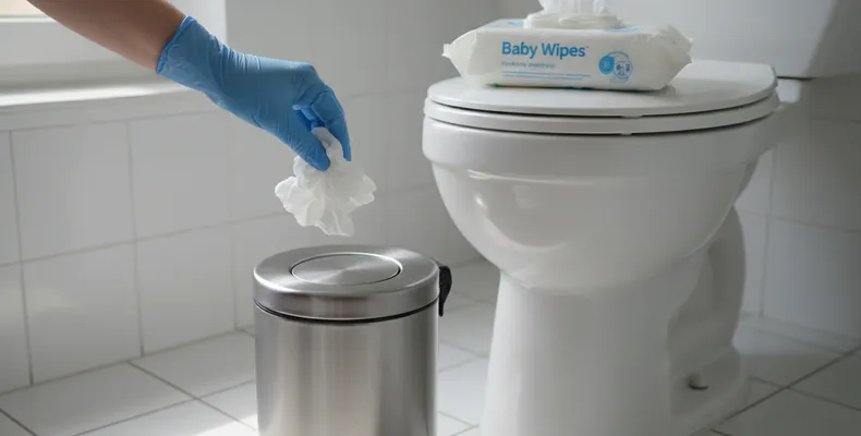 Fralda, absorvente e lenço umedecido no vaso: por que entopem a tubulação e como remover com segurança