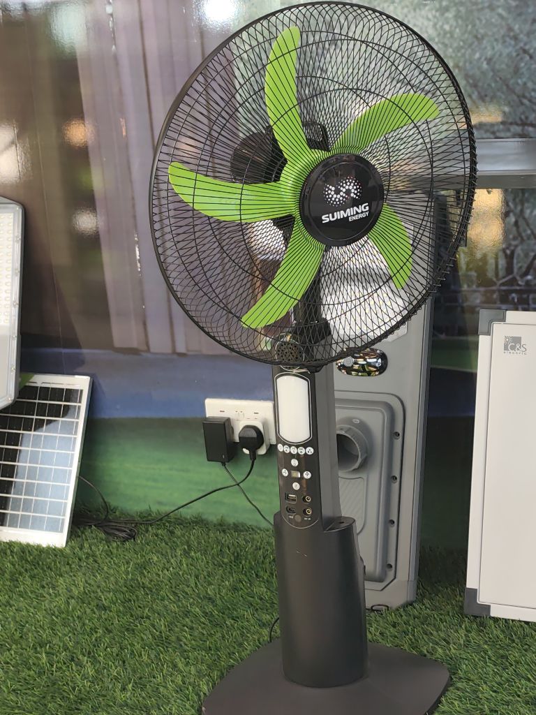 Solar Standing Fan with Bluetooth and USB