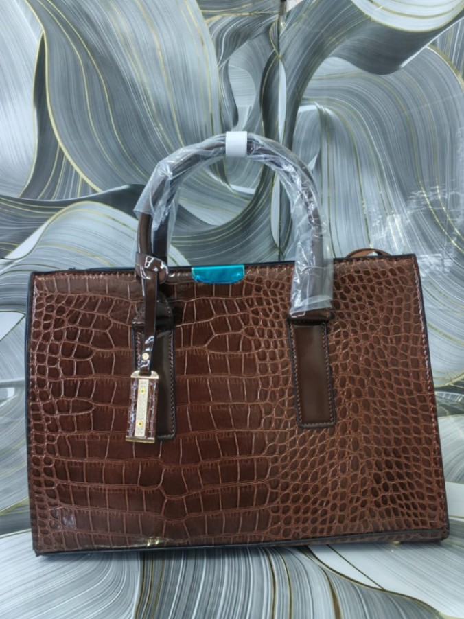 Cartera De Mano De Lujo De Cuero Tipo Cocodrilo
