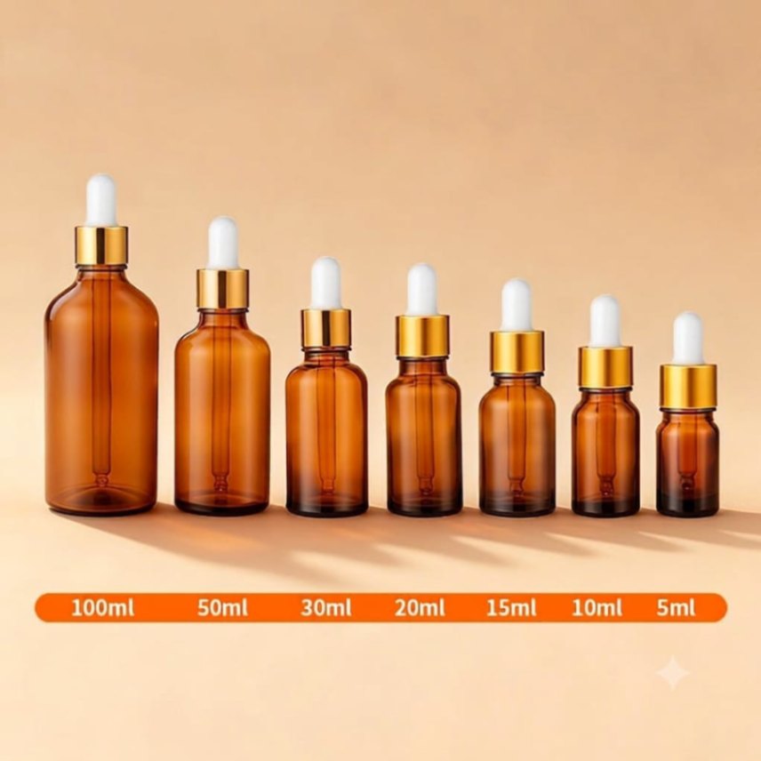 Gotero 30ml De Ambar Tapa Dorada De Lujo general