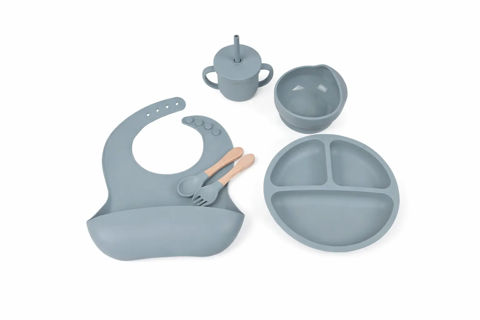 Silikónový riad pre deti – modrý set (BPA free)