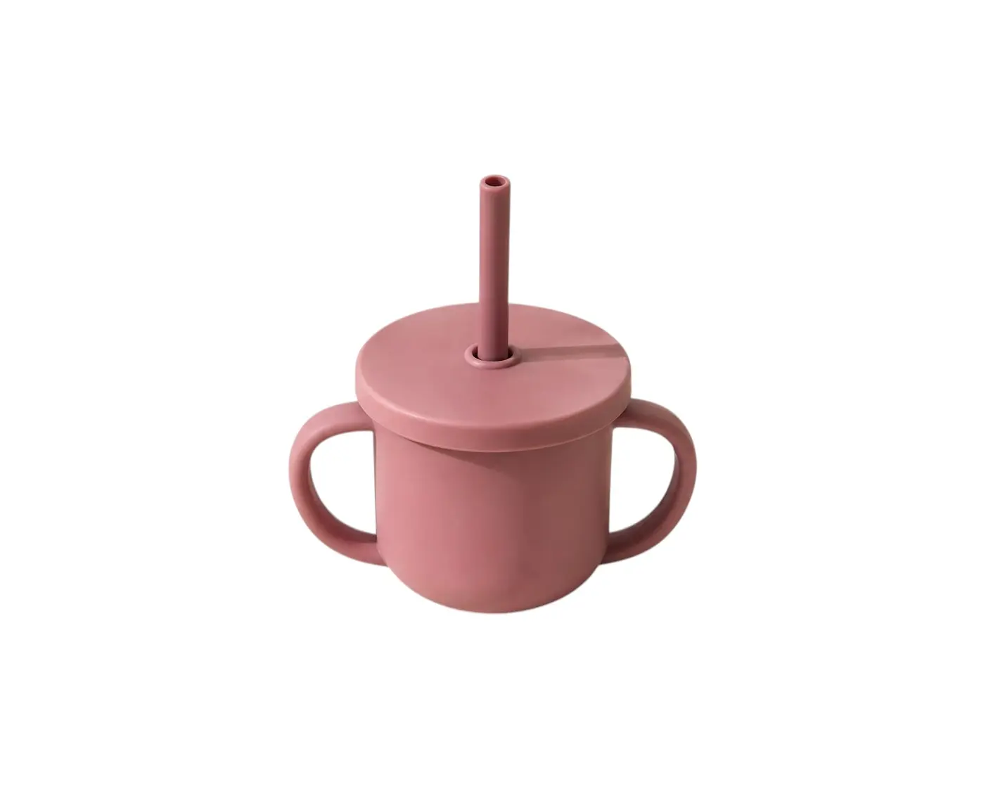 Detský silikónový pohár so slamkou červený (BPA free)