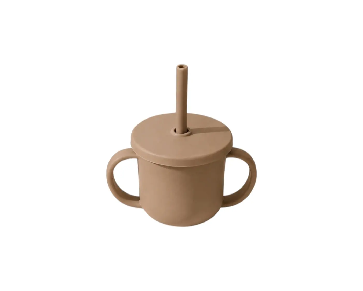 Detský silikónový pohár so slamkou hnedý (BPA free)