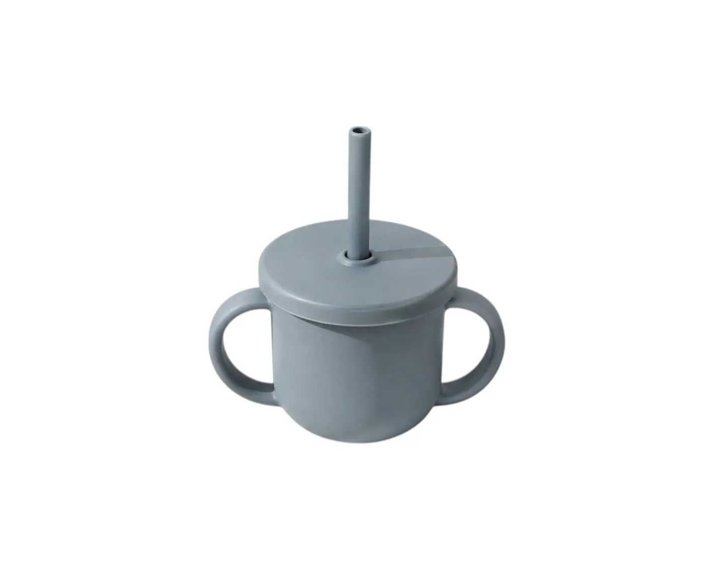 Detský silikónový pohár so slamkou modrý (BPA free)