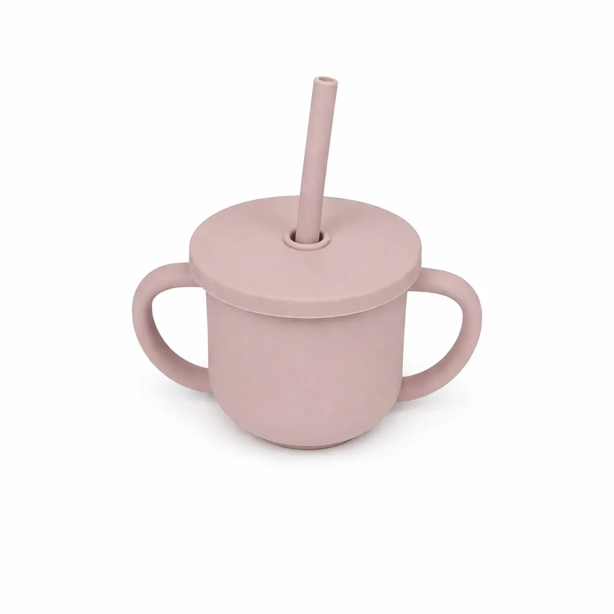 Detský silikónový pohár so slamkou ružový (BPA free)