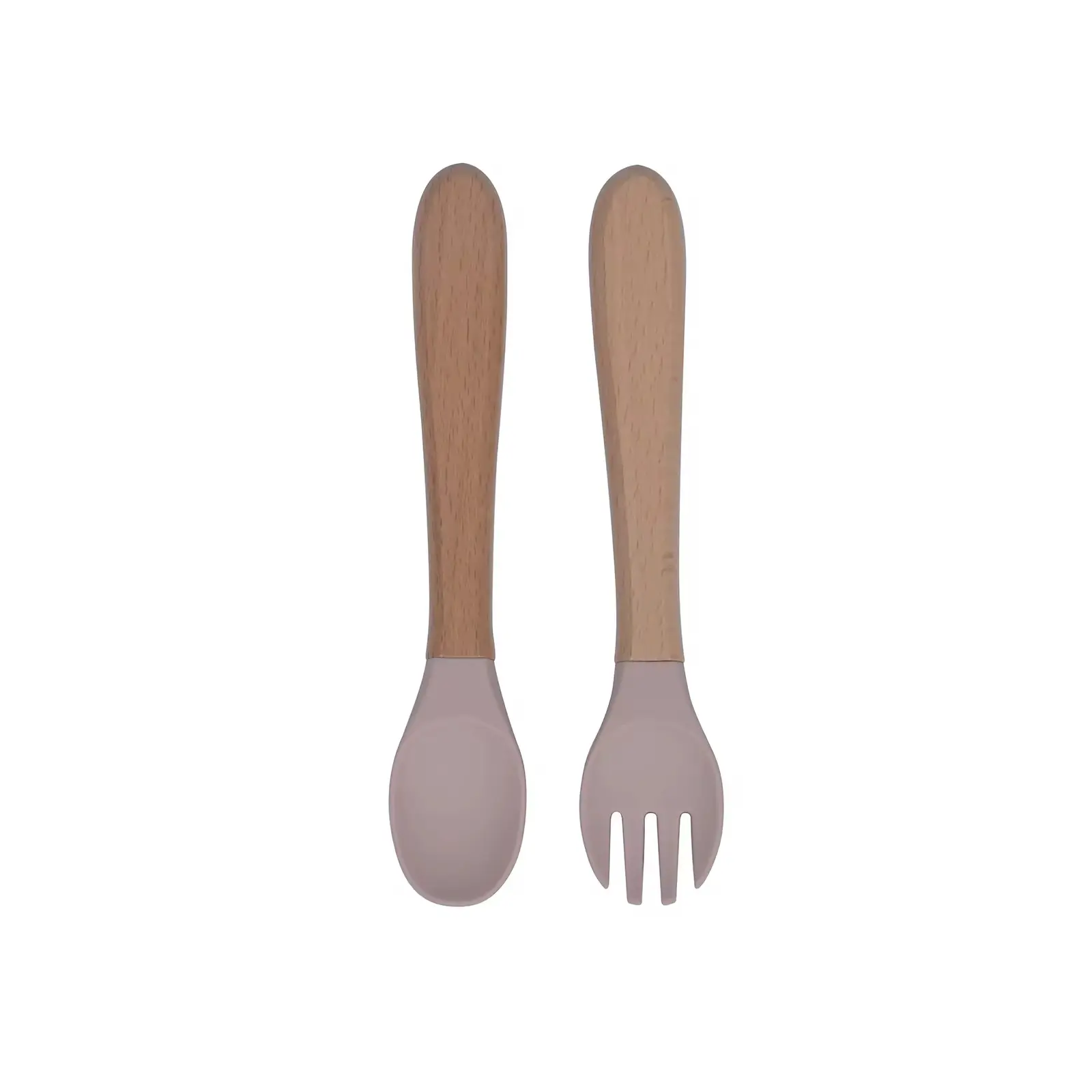 Detský silikónový príbor – lyžička a vidlička ružová (BPA free)