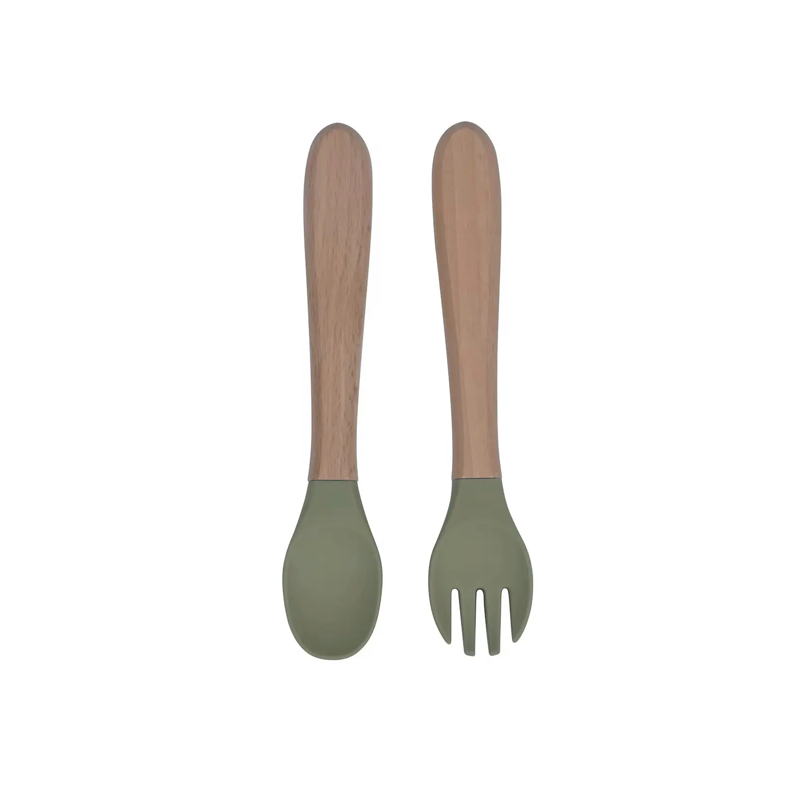 Detský silikónový príbor – lyžička a vidlička zelená (BPA free)