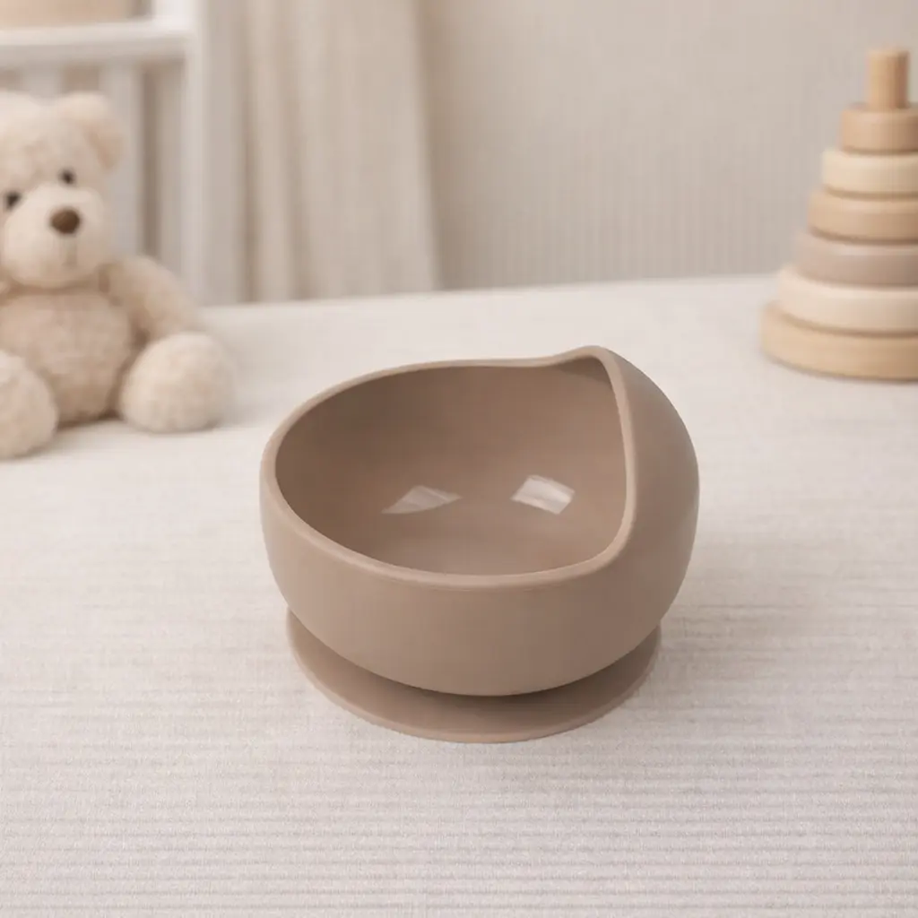 Silikónová miska s prísavkou pre deti hnedá (BPA free)