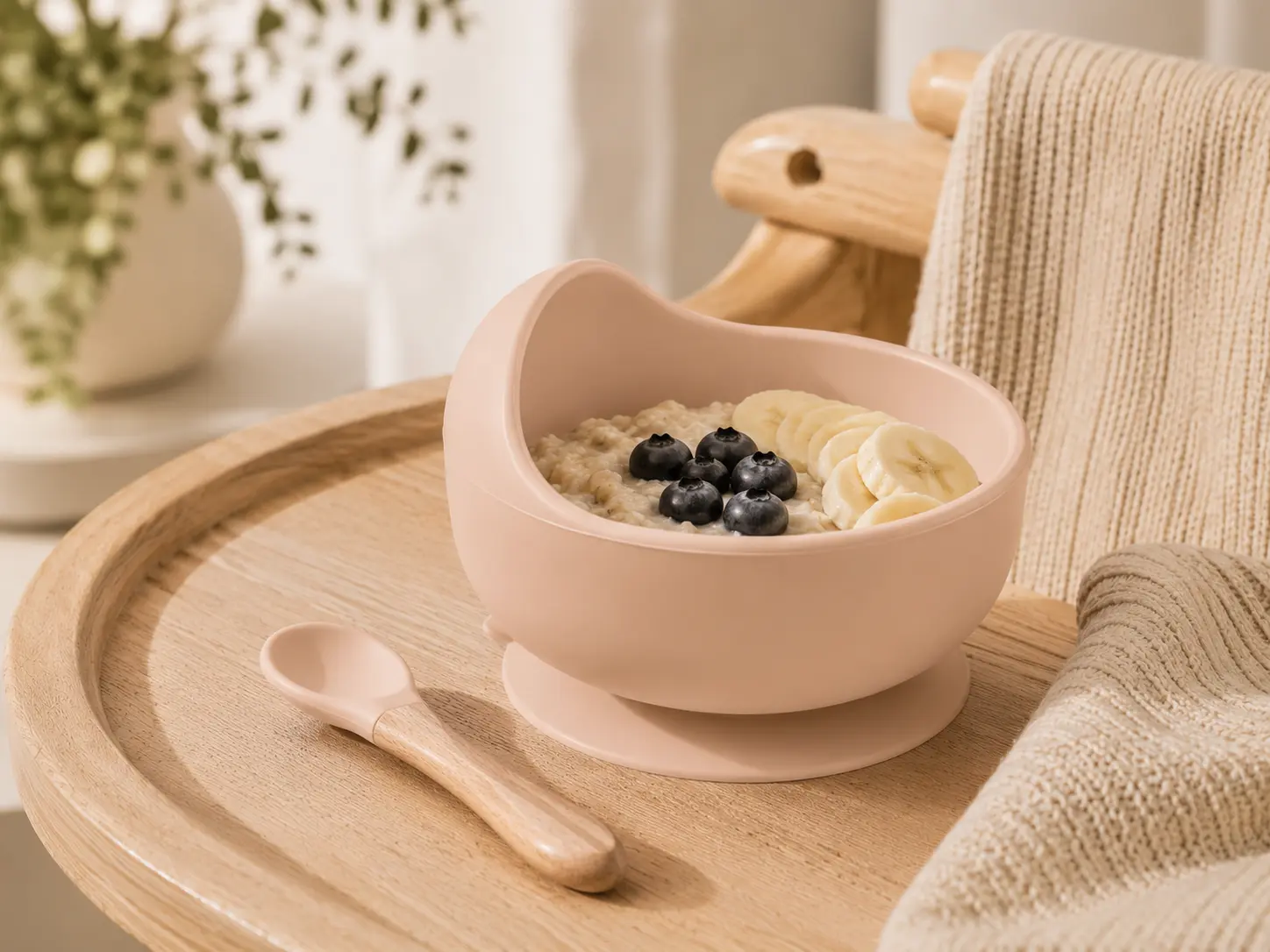 Silikónová miska s prísavkou pre deti ružová (BPA free)
