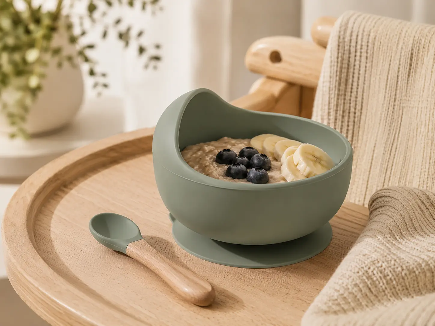 Silikónová miska s prísavkou pre deti zelená (BPA free)
