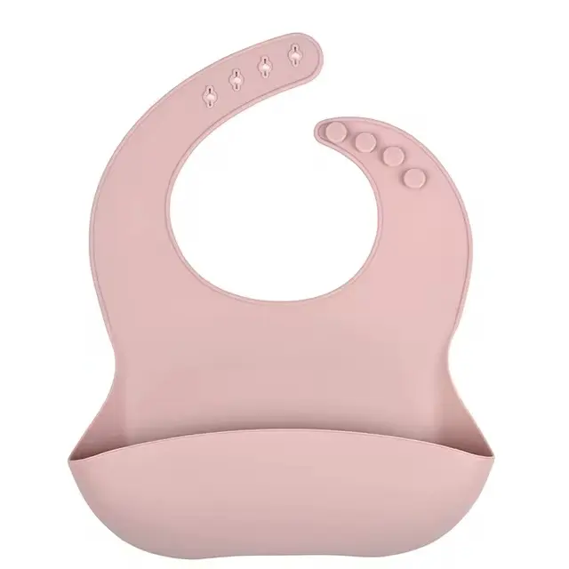 Silikónový podbradník pre deti s vreckom ružový (BPA free)