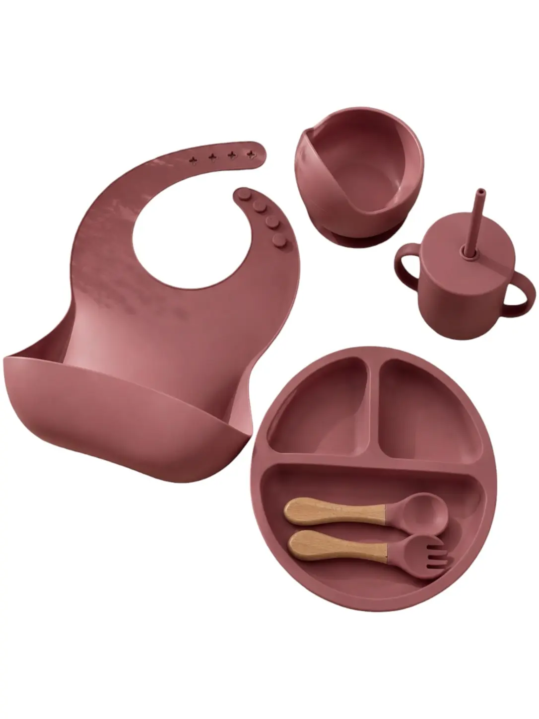 Silikónový riad pre deti – červený set (BPA free)