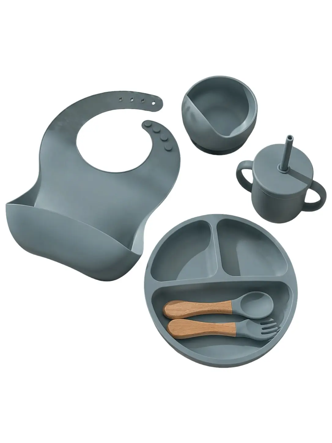 Silikónový riad pre deti – modrý set (BPA free)