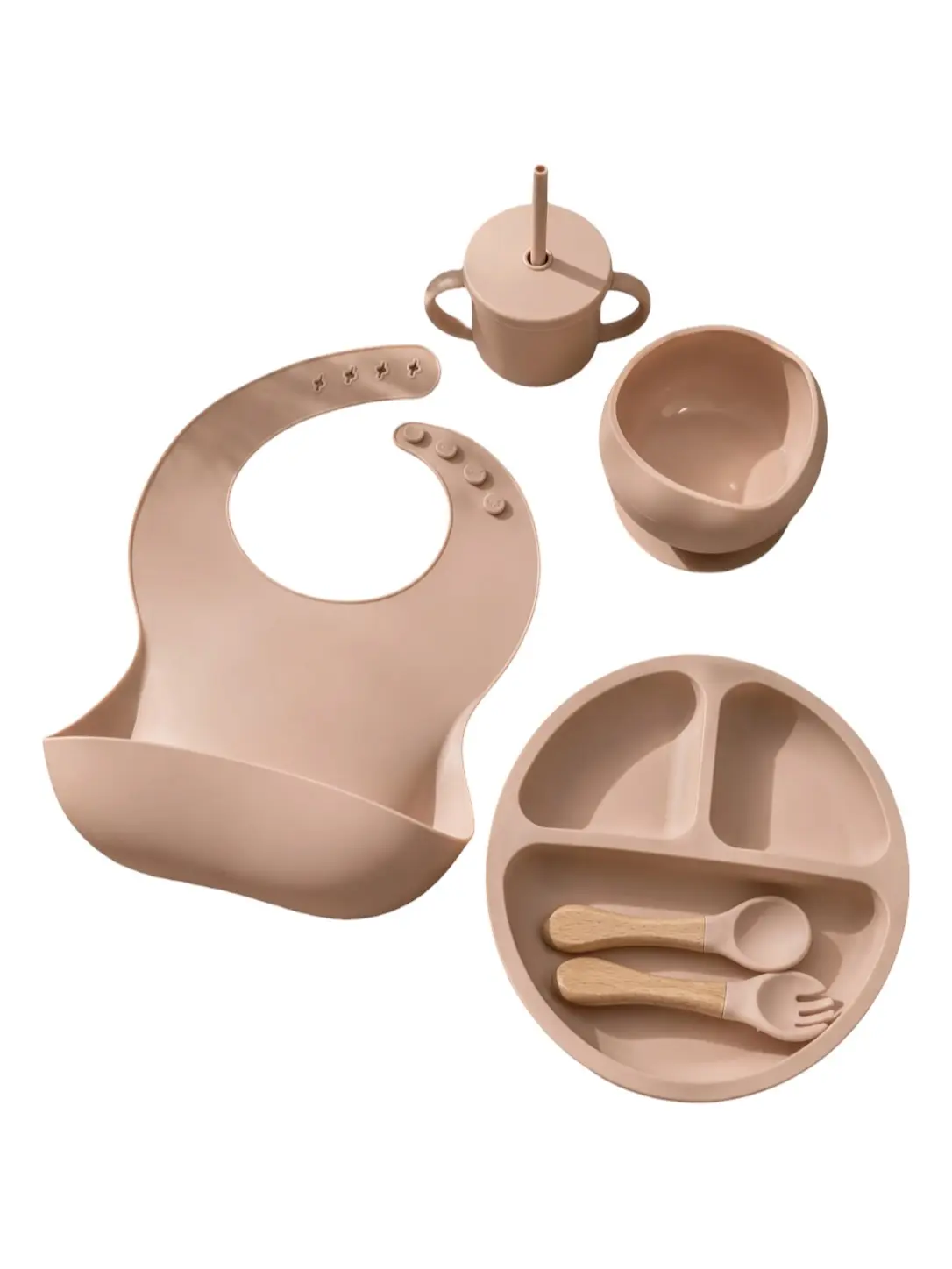 Silikónový riad pre deti – ružový set (BPA free)
