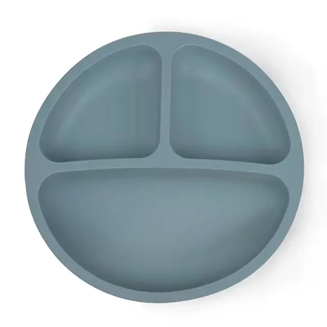 Silikónový tanier s prísavkou pre deti modrý (BPA free)