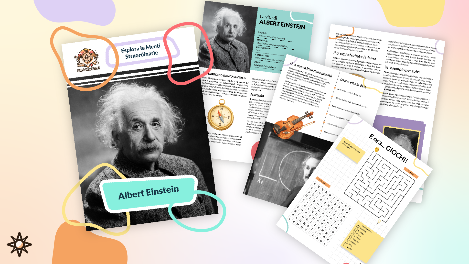 Albert Einstein per Bambini: Biografia e Giochi da Stampare