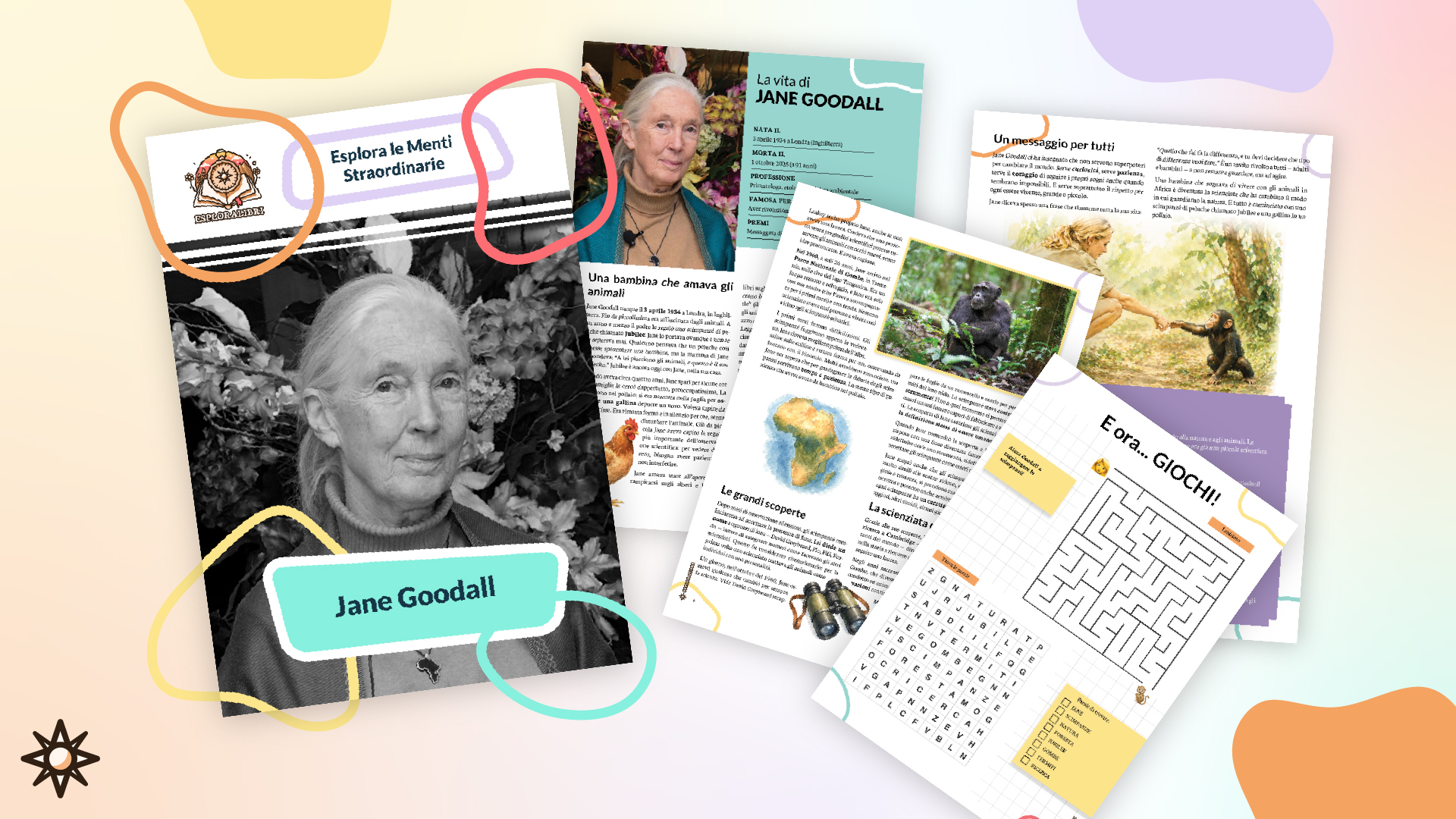 Jane Goodall per Bambini: Biografia e Giochi da Stampare
