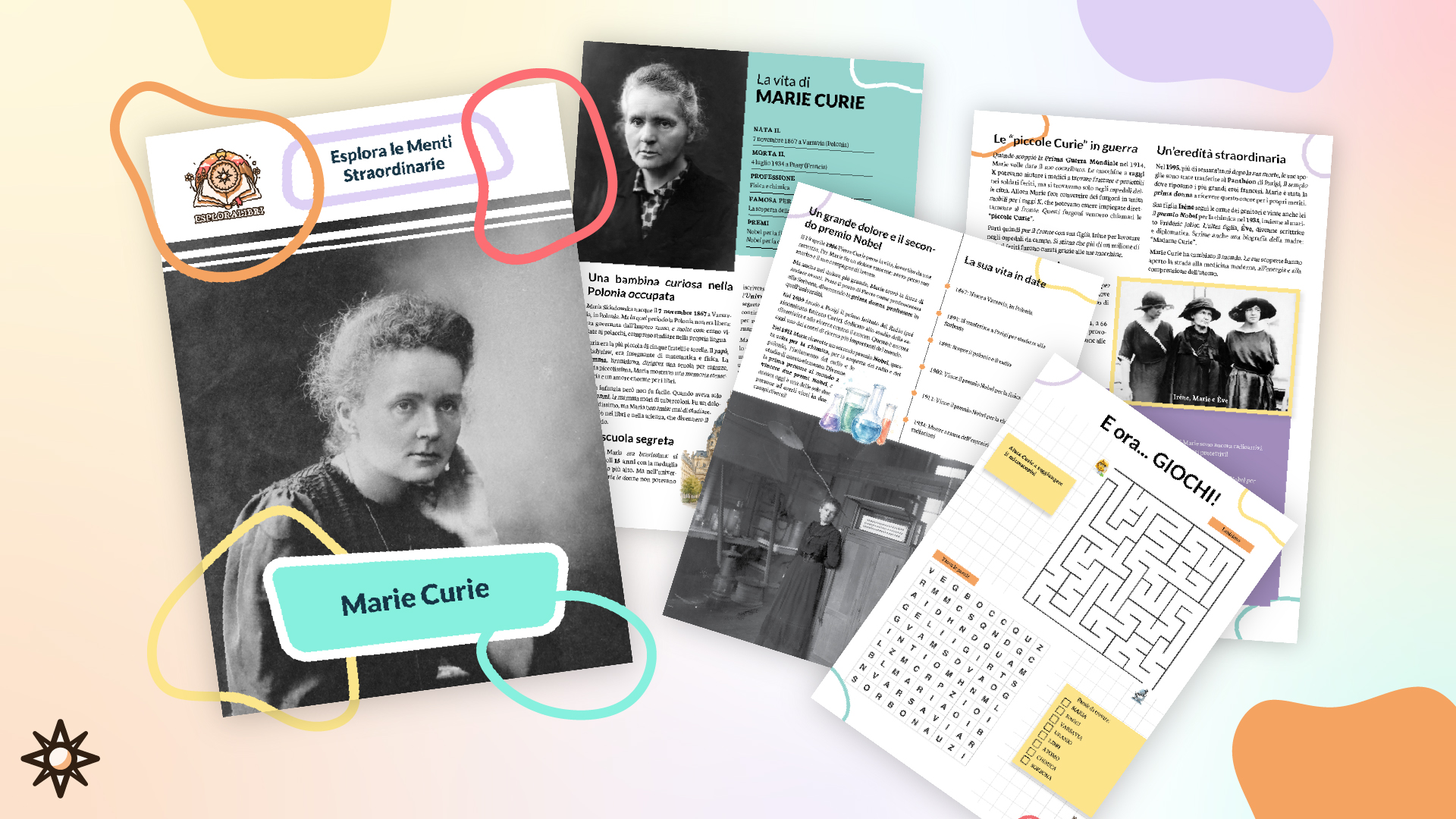 Marie Curie per Bambini: Biografia e Giochi da Stampare