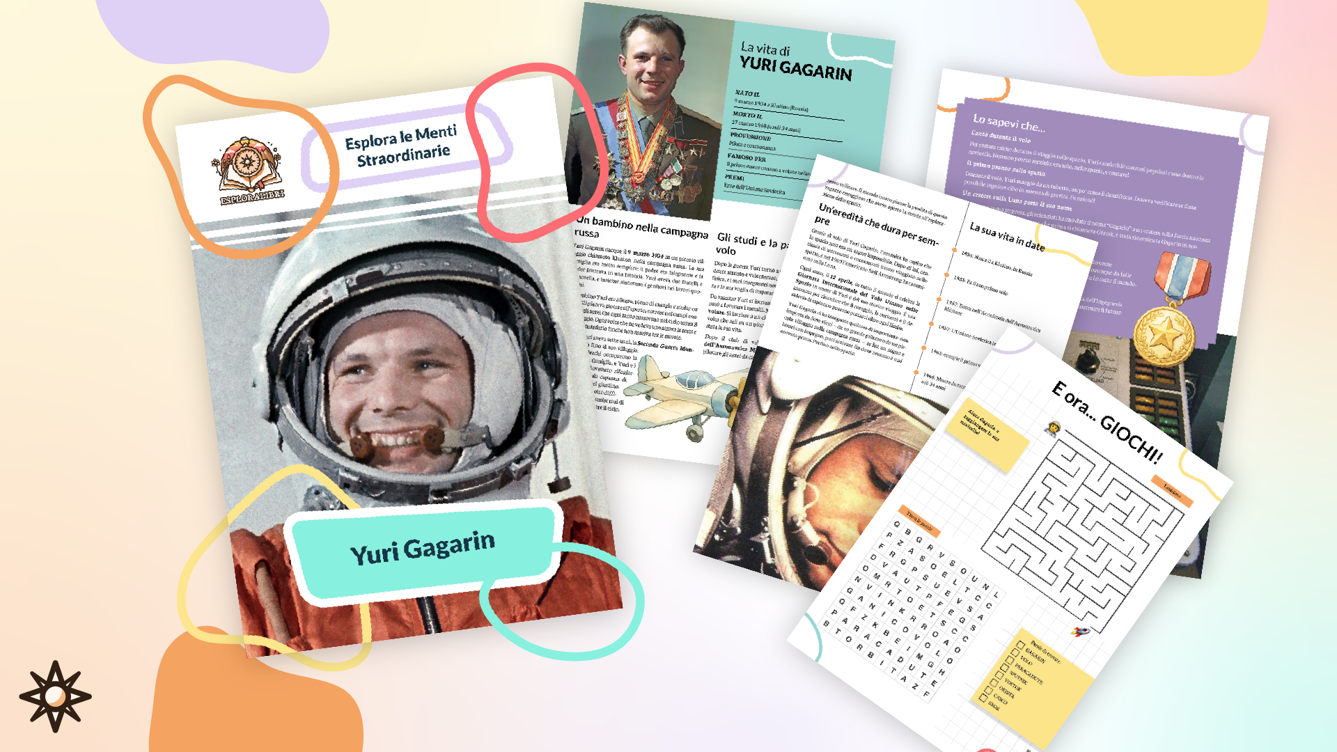 Yuri Gagarin per Bambini: Biografia e Giochi da Stampare