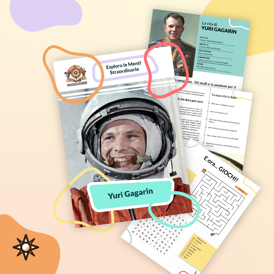 Cover Image for Yuri Gagarin per Bambini: Biografia e Giochi da Stampare