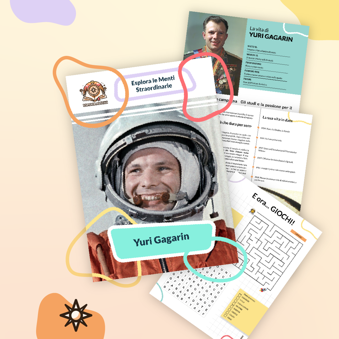 Cover Image for Yuri Gagarin per Bambini: Biografia e Giochi da Stampare