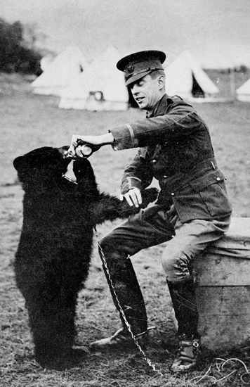 Il veterinario Harry Colebourn con l'orsa Winnie, 1914