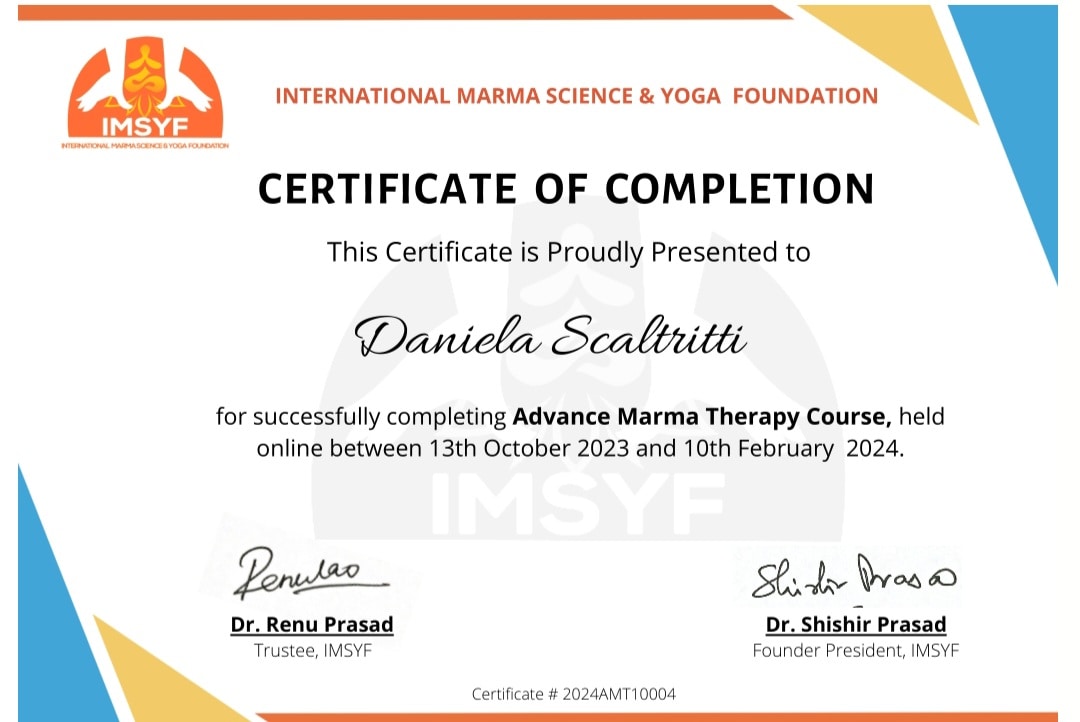 Certificato Terapia Marma