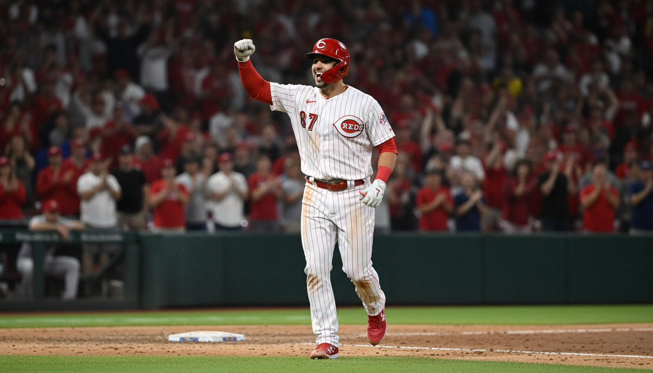 Stewart Smashes Two Homers, Drives in Six as Reds Rout Giants 8-3