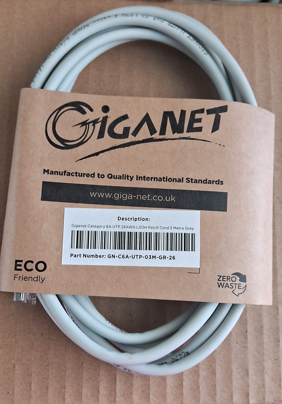 Giganet Cat6A UTP 26AWG LSOH 3M Patch Cord