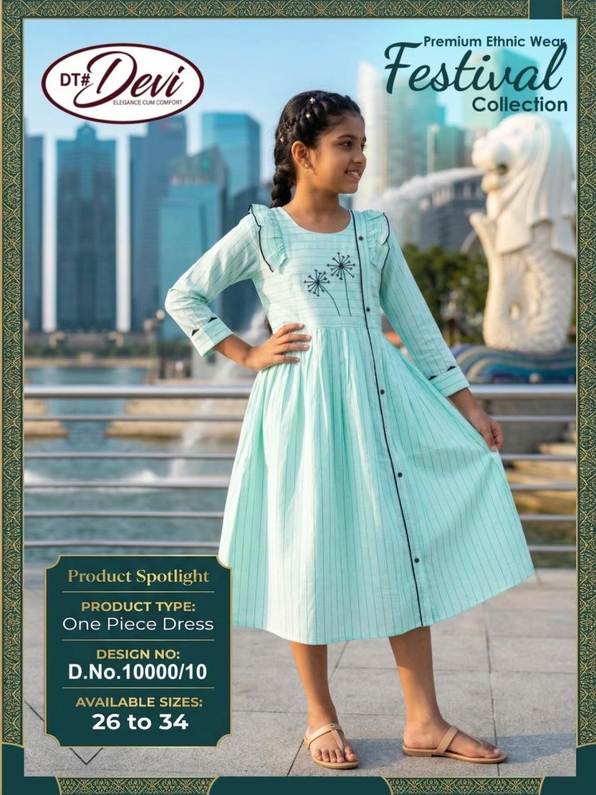 10000/10 by dt devi cotton full stitch combo kids one pieces dress online