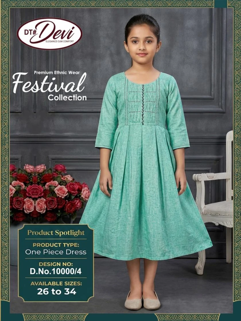 10000/4 by dt devi cotton summer look fully stitch kids combo frock
