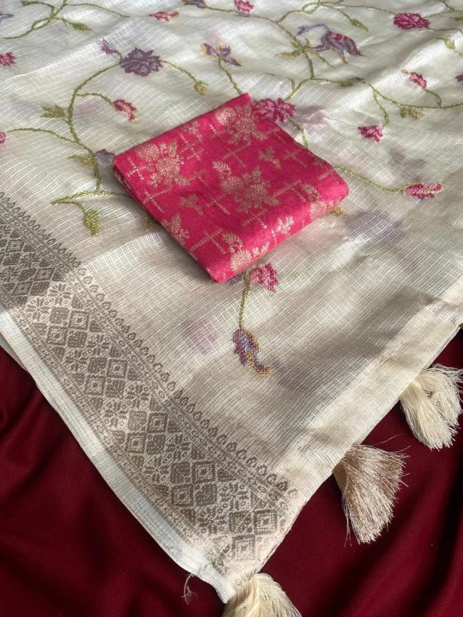 1033 kota embroidery work saree for womens