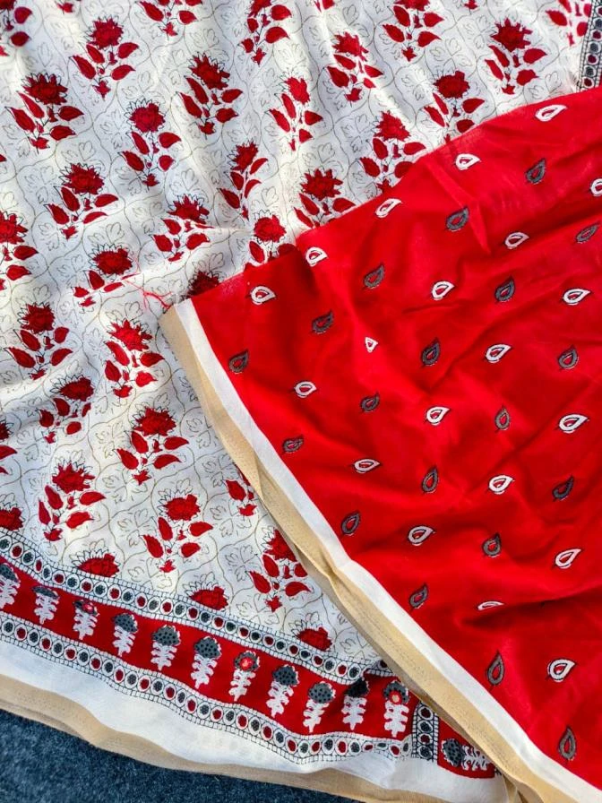 1046 Sarees wholesale COTTON CHANDERI - Ethnicaa thumbnail 4