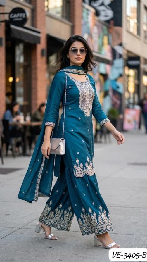 3404-3405 Ethnic Wear wholesale Vichitra Blooming - Ethnicaa thumbnail 2