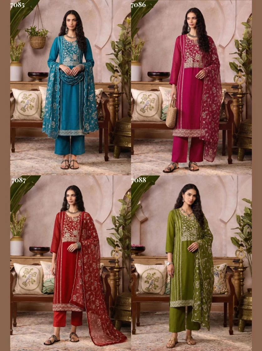 7085-7088 Ethnic Wear wholesale ORGANZE - Ethnicaa thumbnail 4