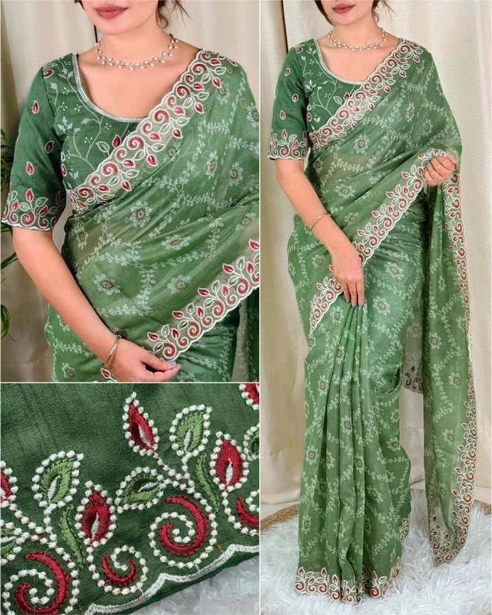 BARFI Sarees wholesale COTTON SATIN - Ethnicaa thumbnail 7