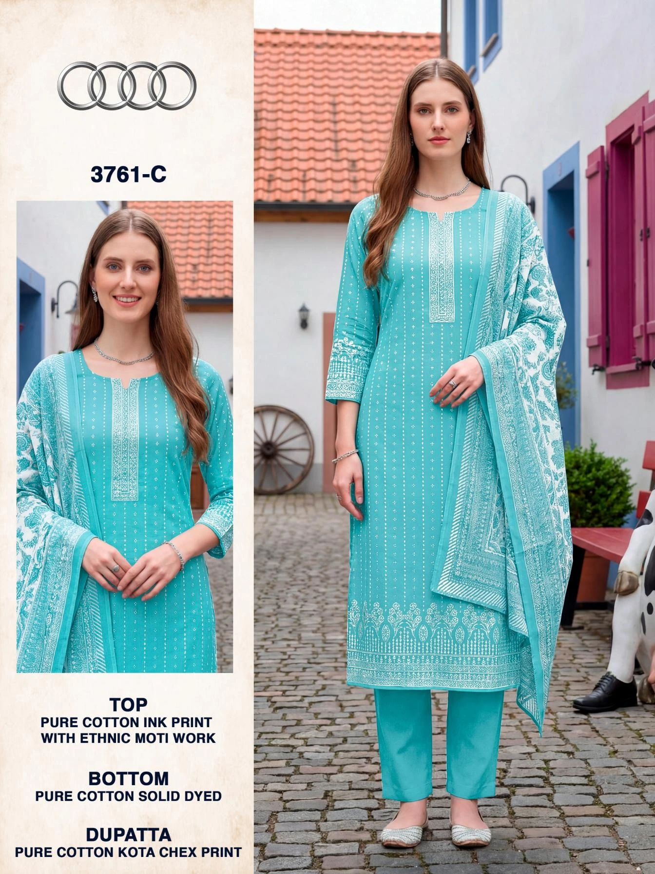 AUDI 3761 Salwar Suits wholesale COTTON - Ethnicaa thumbnail 2