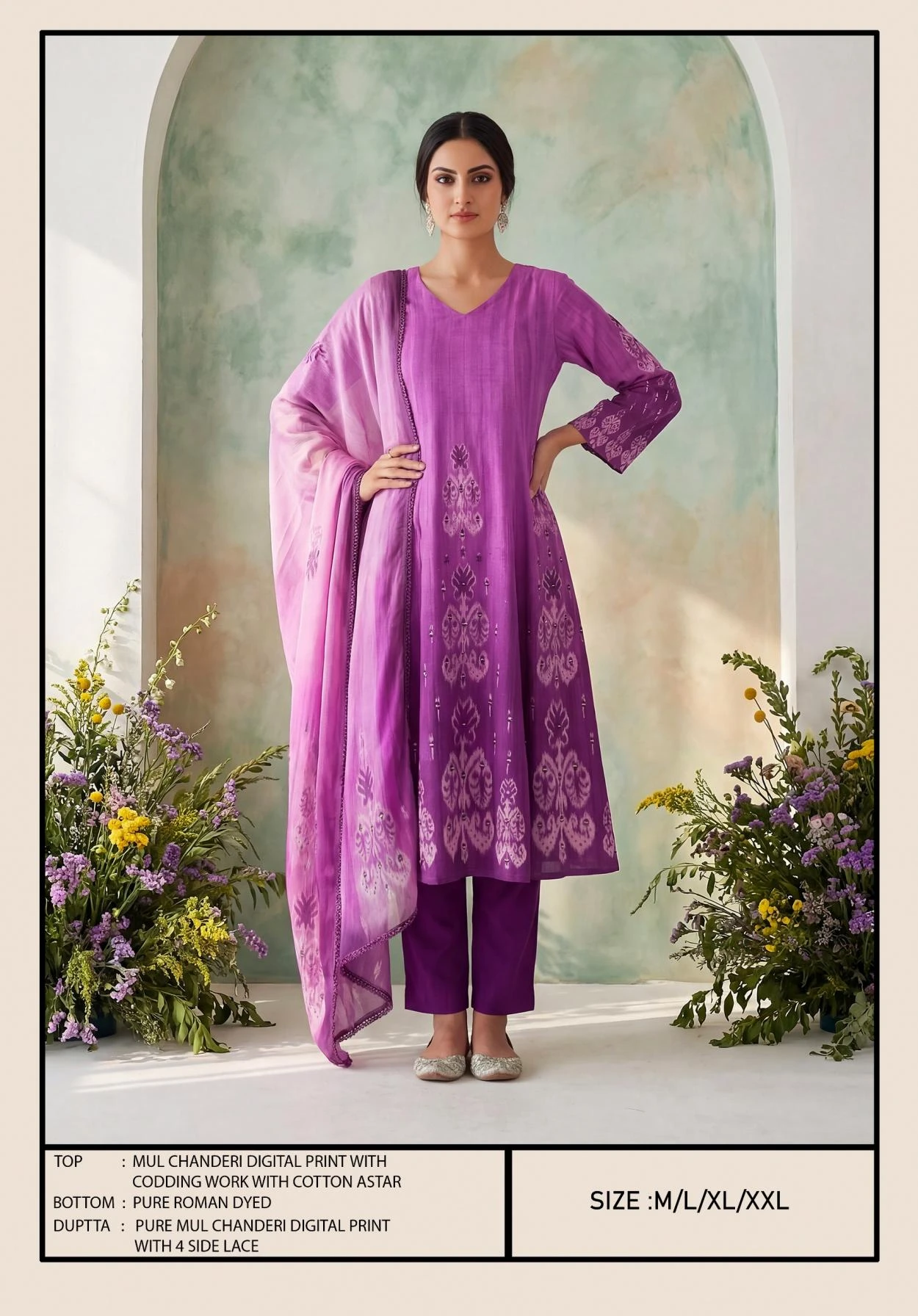 MUL CHANDERI 3 PCS DRESS Ethnic Wear wholesale MUL CHANDERI - Ethnicaa thumbnail 4