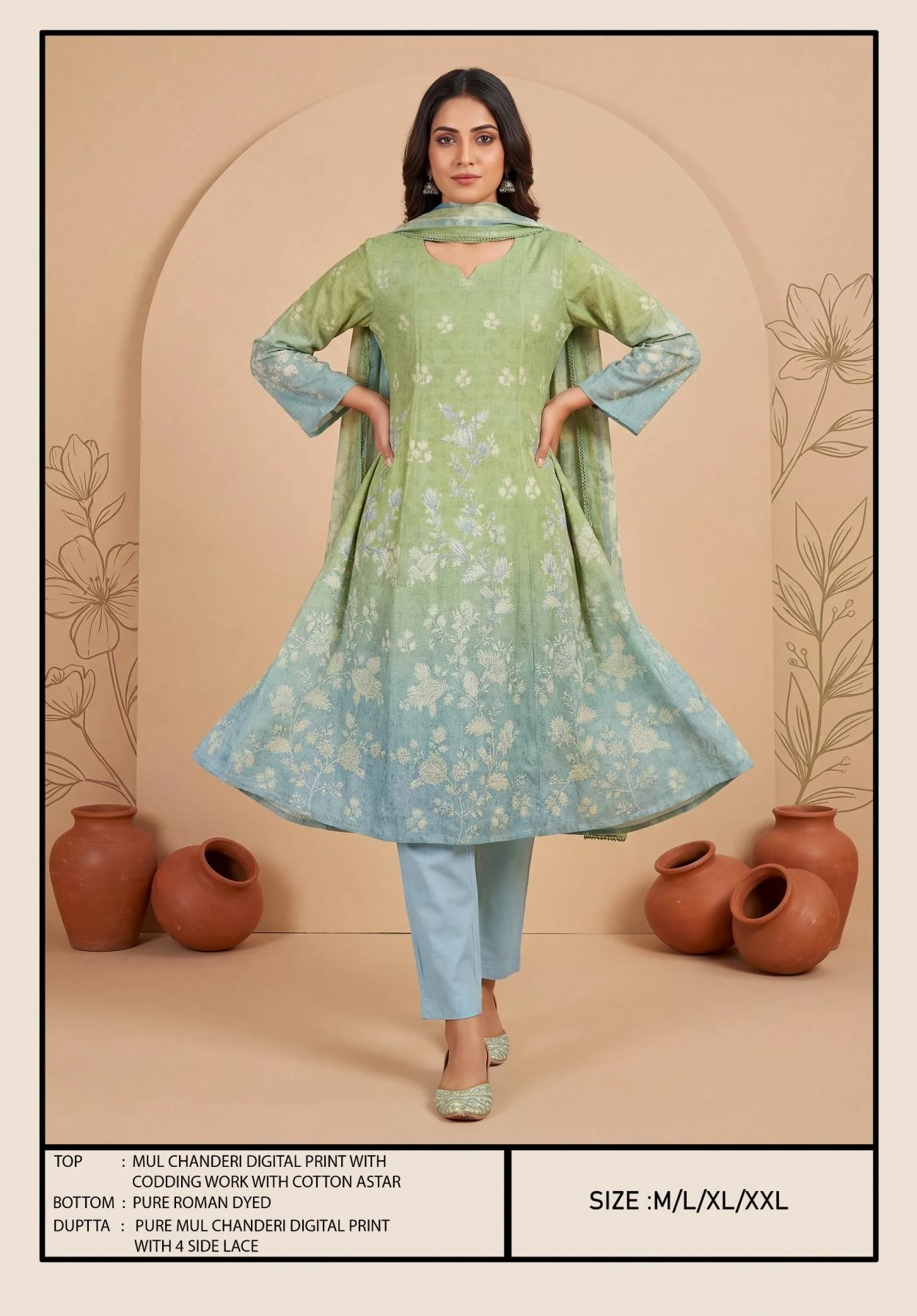 MUL CHANDERI 3 PCS DRESS Ethnic Wear wholesale MUL CHANDERI - Ethnicaa thumbnail 2