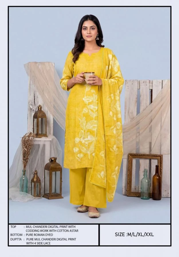MUL CHANDERI 3PCS SUIT Ethnic Wear wholesale MUL CHANDERI - Ethnicaa thumbnail 3