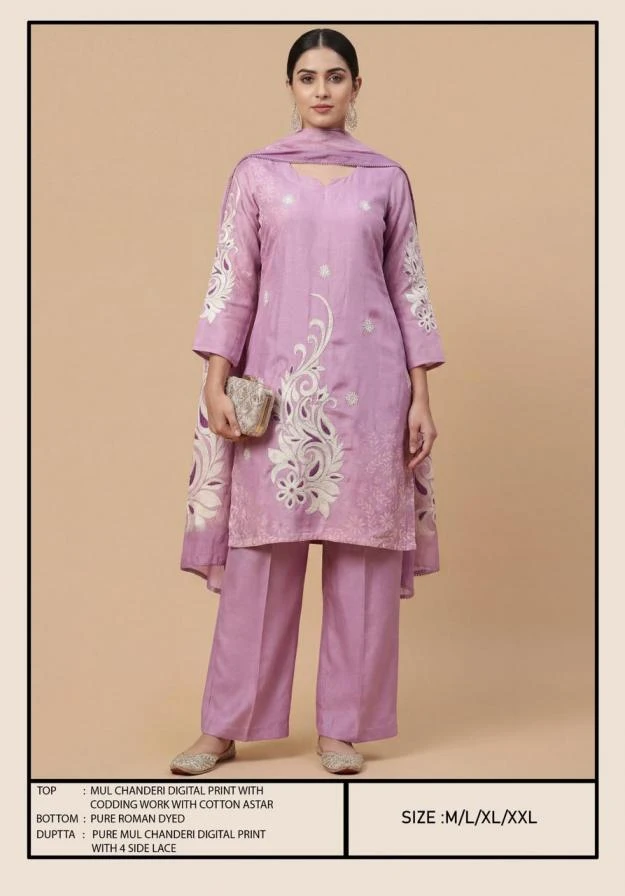 MUL CHANDERI 3PCS SUIT Ethnic Wear wholesale MUL CHANDERI - Ethnicaa