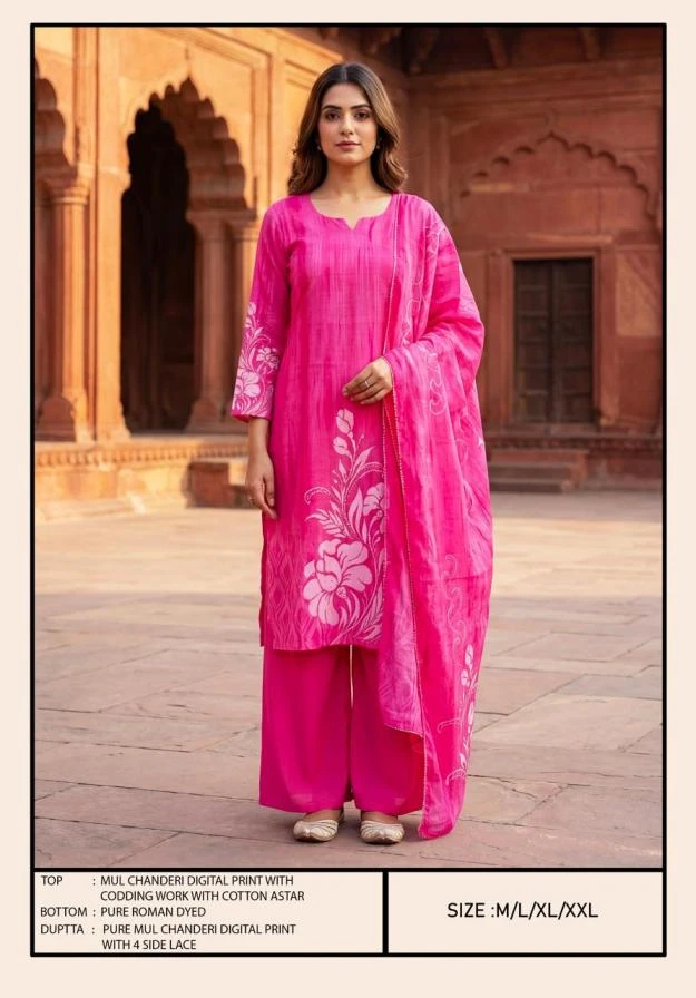 MUL CHANDERI 3PCS SUIT Ethnic Wear wholesale MUL CHANDERI - Ethnicaa thumbnail 2