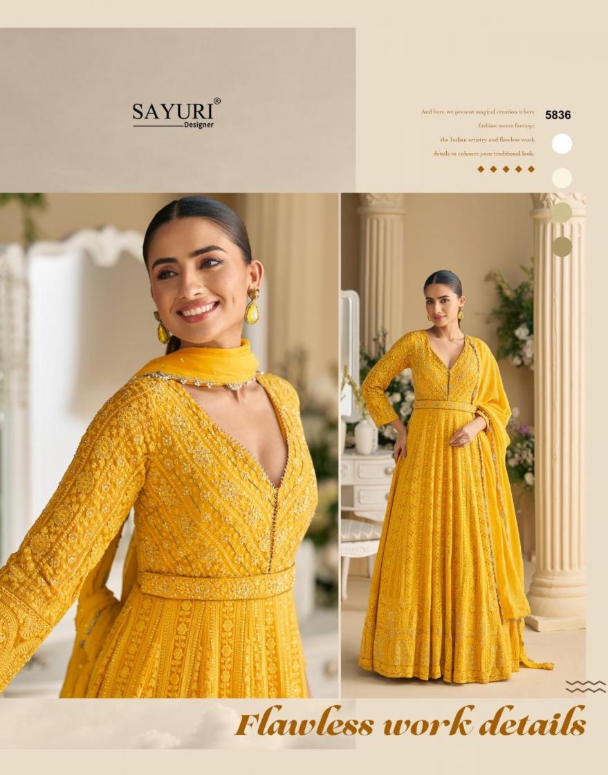 dawat by sayuri designer georgette embroidered full stitch gown with dupatta