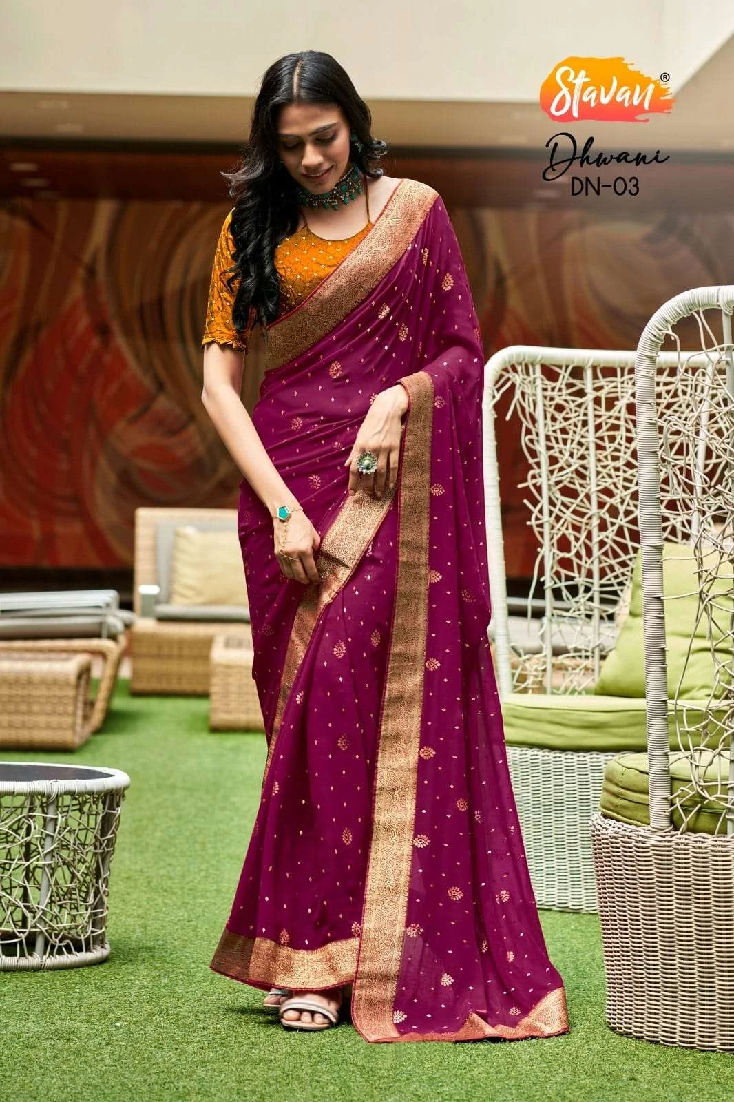 DHWANI Sarees wholesale GEORGETTE - Ethnicaa thumbnail 5