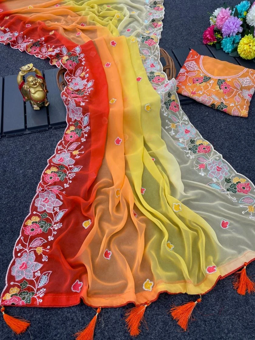 DS 690 Sarees wholesale GEORGETTE - Ethnicaa thumbnail 5