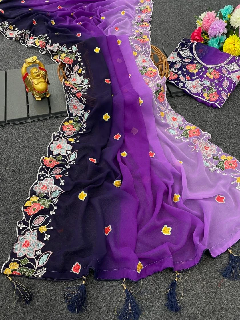 DS 690 Sarees wholesale GEORGETTE - Ethnicaa thumbnail 2