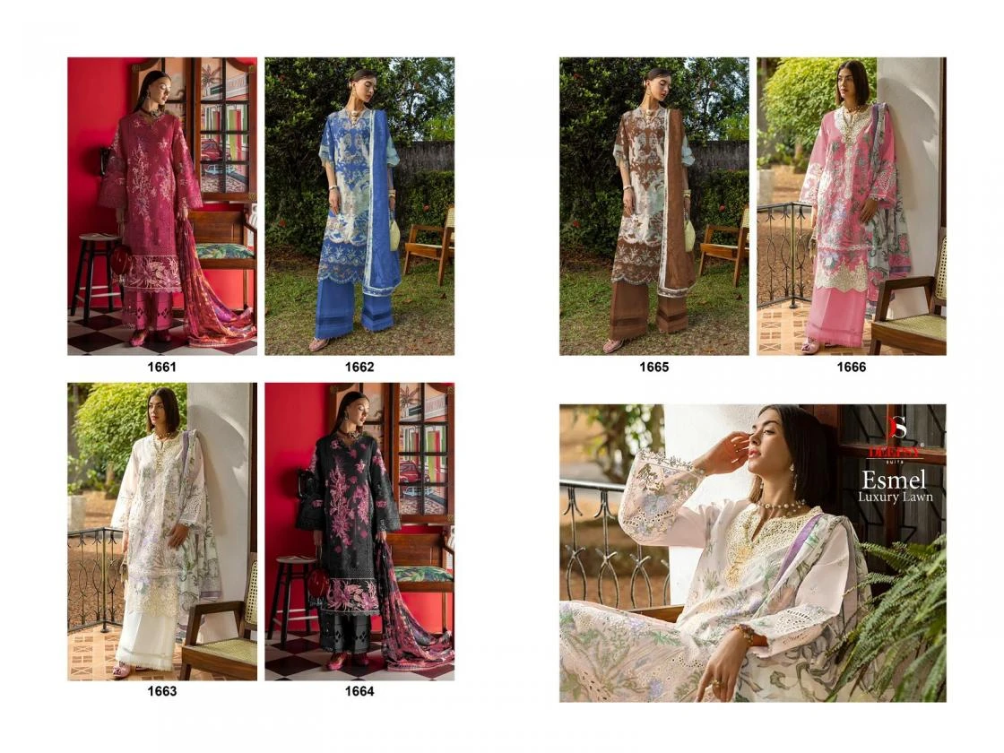 ESMEL LUXURY LAWN in COTTON | Pakistani Suits | Ethnicaa Wholesale thumbnail 3