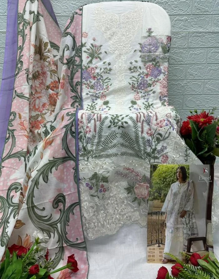 ESMEL LUXURY LAWN in COTTON | Pakistani Suits | Ethnicaa Wholesale thumbnail 9
