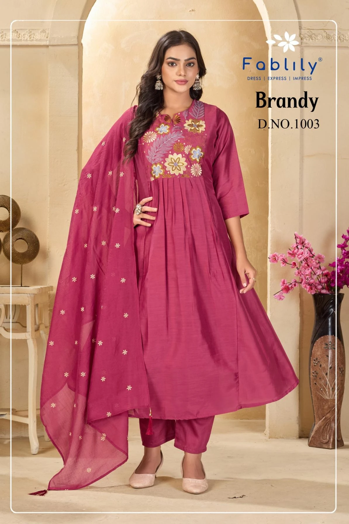 NAME : BRANDY Readymade Salwar Suits wholesale MUL CHANDERI - Ethnicaa thumbnail 2