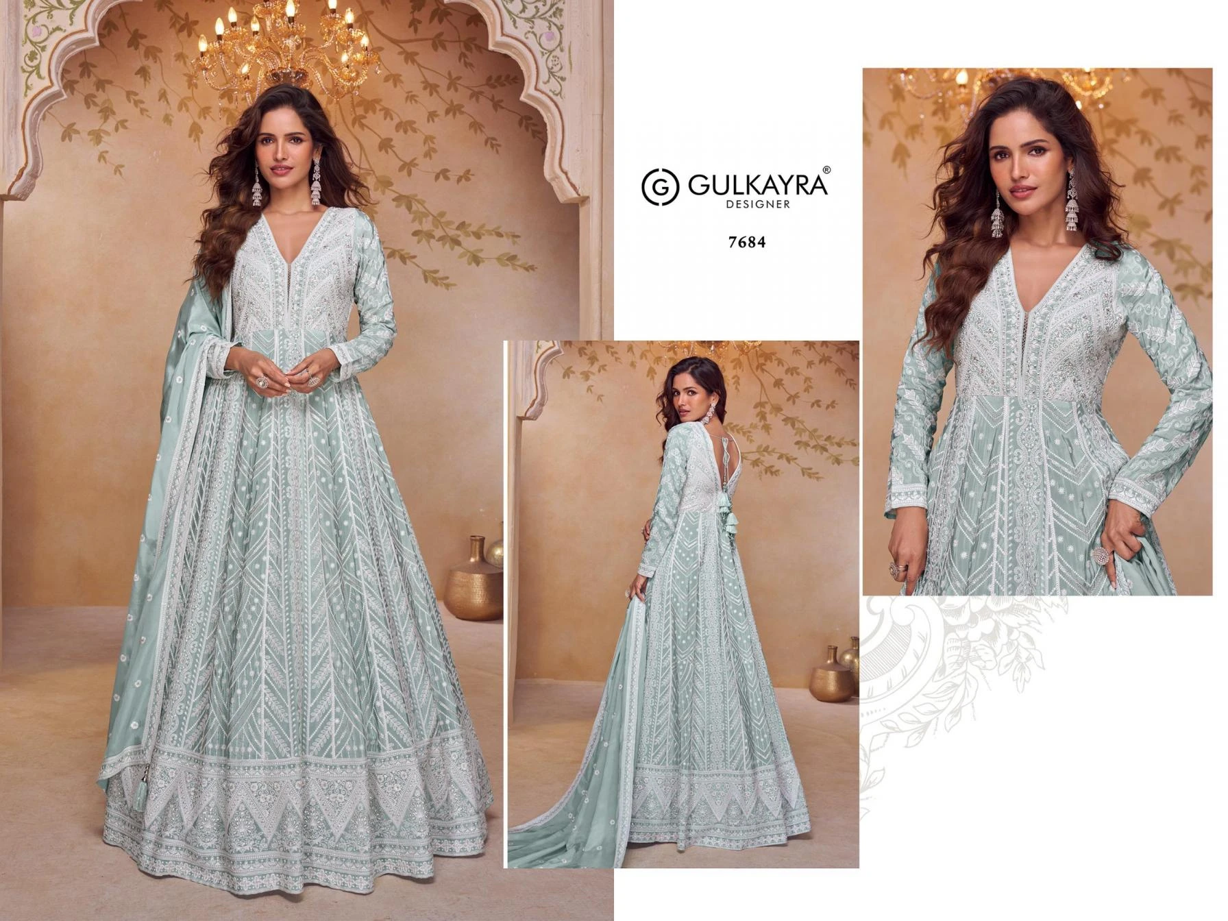 floral by gulkayra designer chinon exclusive readymade gown with dupatta